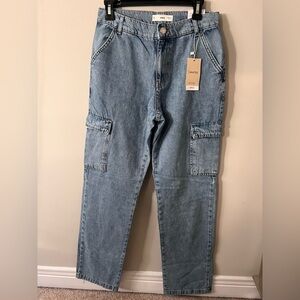 BRAND NEW Mango Light Blue Denim Cargo Pants | Size 36